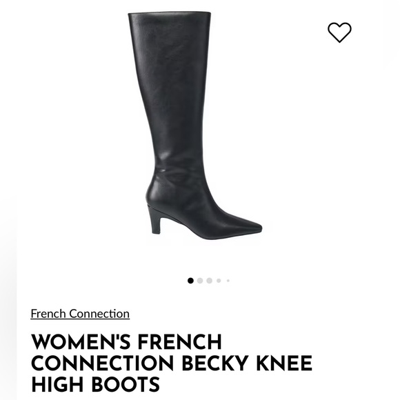 French Connection Black Leather Knee High Boots Becky Kitten Heel Size 8 NIB - Picture 3 of 9